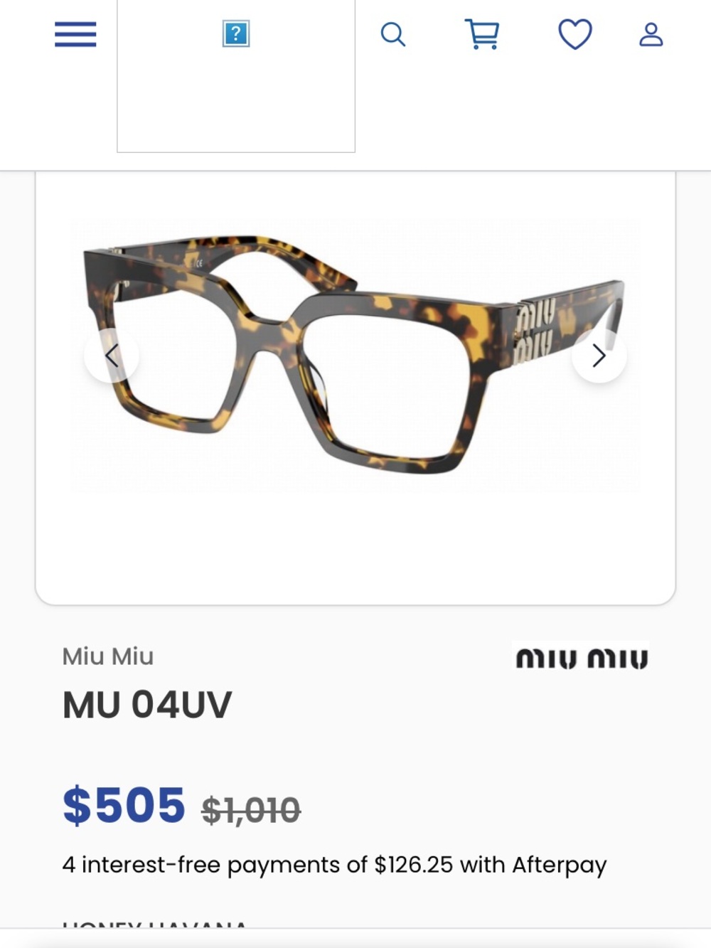 Miu Miu Tortoiseshell Square Optical Glasses - Brown New without tags - Picture 2 of 5